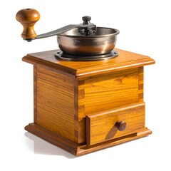 Wooden coffee grinder with a metal burr