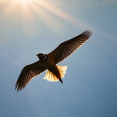 A Killdeer Soars Against a Sunlit Blue Sky
