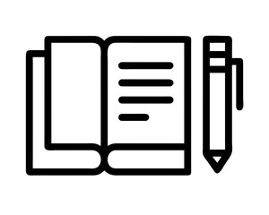 Open book and pen for writing and notetaking