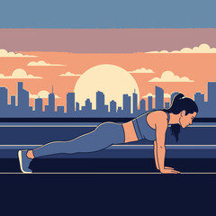 Woman Doing Push-Ups for Fitness and Strength Training.