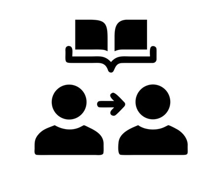 Knowledge transfer depicted as a book above two people