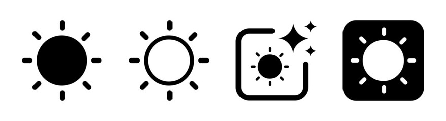 Vector illustration of a sun icon with a bright sunny weather sign and sunlight symbol representing clear skies and good weather, perfect for forecast graphics, climate apps, and seasonal
