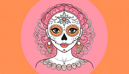 Floral Sugar Skull Woman Portrait