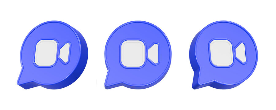 3d rendering design google meet icon in blue bubble frame