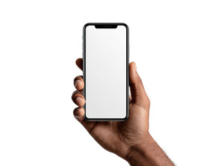 A hand holds a smartphone with a blank screen (3)