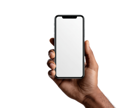 A hand holds a smartphone with a blank screen (3)