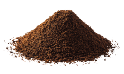 Pile of dark brown powder, conical shape