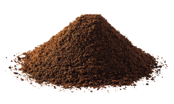 Pile of dark brown powder, conical shape