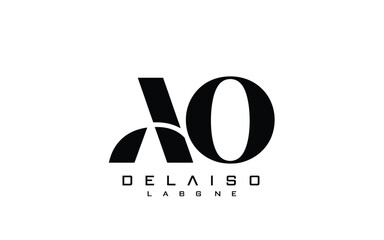 Modern negative space ao logo design featuring bold typography and geometric elements