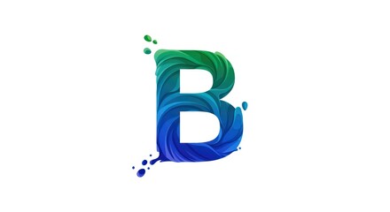 Abstract letter B design with gradient colors and splatter effect.