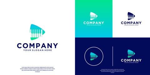 abstract piano logo, guitar pick, musical harmony, performance, vector design illustration.