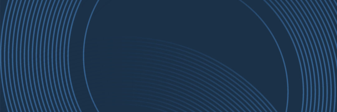 Elegant abstract golden geometric lines on dark blue background. Glowing gold circle lines pattern. Modern design element. vecor illustration,