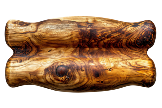 Handcrafted wooden pillow with unique grain patterns showcasing natural beauty and artisan craftsmanship on transparent background