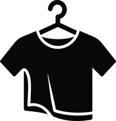 Vector art of black tshirt silhouette on a hanger
