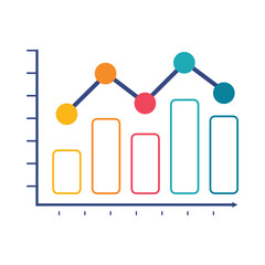 Business growth chart with line and bar data visualization for financial analysis vector