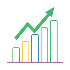 Business growth chart showing upward trend and increasing sales data vector