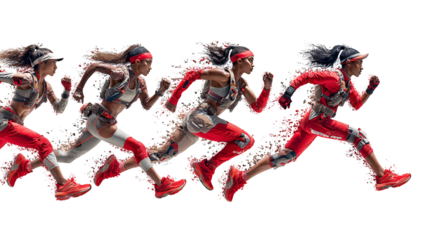 Dynamic Athlete in Motion Captured in Four Sequential Running Shots