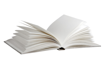 Open book, blank pages, light