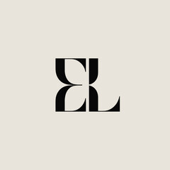 Elegant el monogram logo mark serif inspired black modern minimalist design