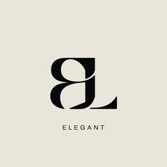 Elegant serif inspired monogram logo mark gl and text branding design