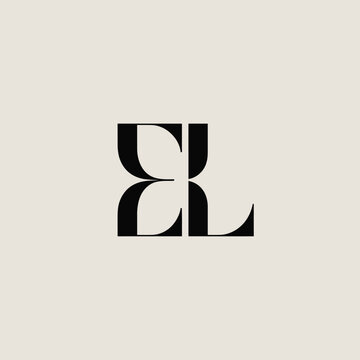 Elegant el monogram logo mark serif inspired black modern minimalist design