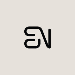 Abstract monolinear 'en' lettermark logo design clean minimalist branding graphic element