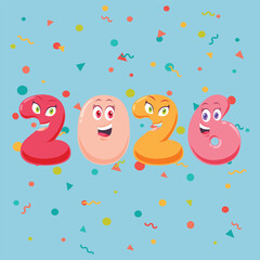 2026 Typography Design for Happy New Year Celebration. Vector Illustration.