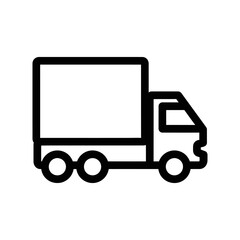 Black Outline Delivery Truck Icon on White Background