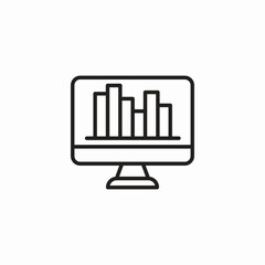 monitor bar chart icon sign vector