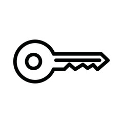 Minimalist Black Outline Key Icon on White Background