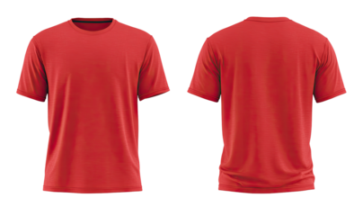 Red t-shirt, front and back views, mock-up