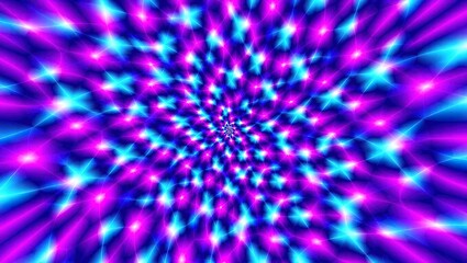 Vibrant Hypnotic Swirl of Neon Stars and Spirals.