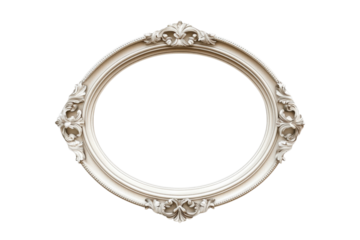 Elegant oval frame with ornate details in a classic style perfect for art or mirror display purposes on transparent background