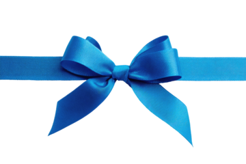 A vibrant blue satin ribbon with a bow