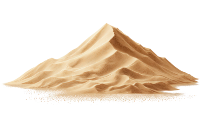 A large pile of tan sand, sculpted into a peak