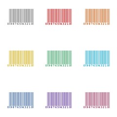 Barcode  icon isolated on white background. Set icons colorful