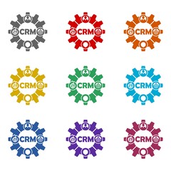 CRM, customer relationship management icon isolated on white background. Set icons colorful