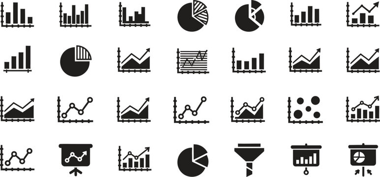Collection of different types of business charts and diagrams vector illustration