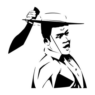 Gurkha Warrior Outline Silhouette, Bold Minimal Vector Design