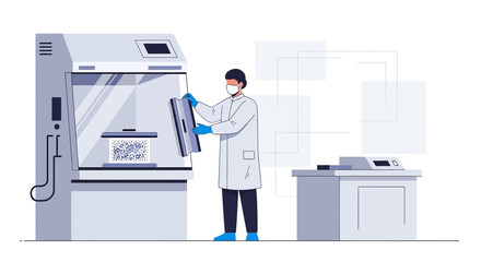 Scientist wearing protective gear working with lab equipment for research and analysis