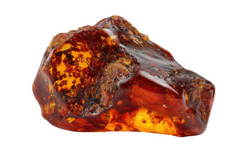 Close-up of a rough, amber-colored gemstone
