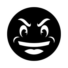 Monochrome Round Angry Face Icon Vector Graphic Illustration
