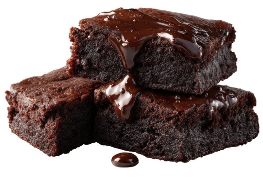 Stacked brownies drizzled with rich dark chocolate