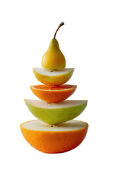 Stacked fruit slices forming a miniature tower