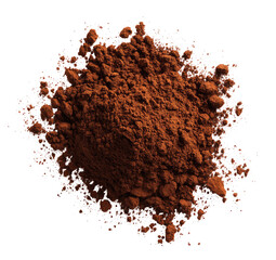 Dark brown cocoa powder pile, scattered