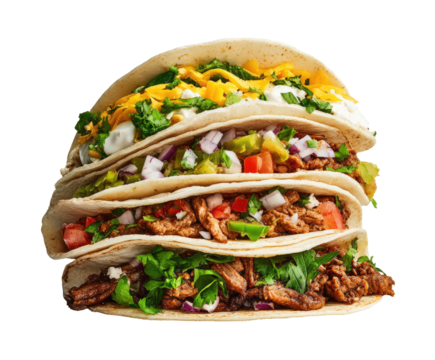 Stacked tacos with various fillings (1)