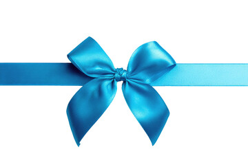 Bright turquoise ribbon bow on black background