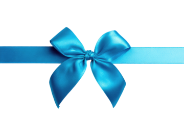 Bright turquoise ribbon bow on black background