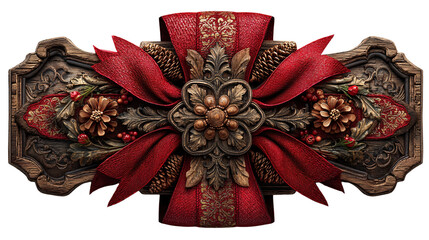 Elegant Decorative Bow with Floral Elements and Rich Textures