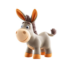 Cartoon Donkey Character with Smiling, and Isolated on Black Background.